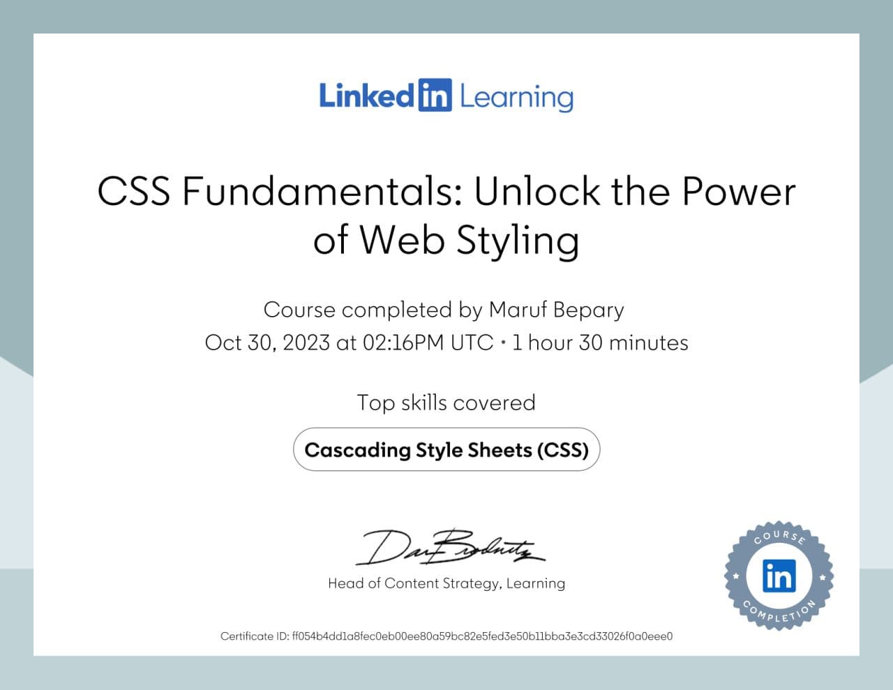 CSS Fundamentals: Unlock the Power of Web Styling certificate image